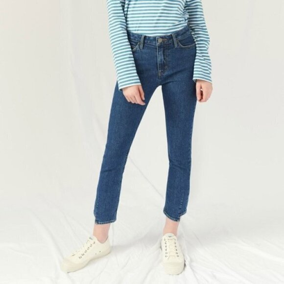 Anthropologie M.i.H Niki High Rise Cropped Straight Leg Denim Jeans Size 28 - Picture 1 of 16